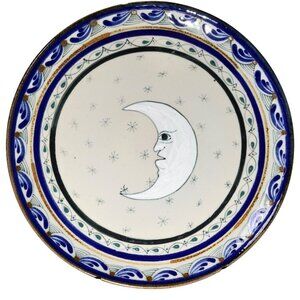 Vintage Erandi Tonala Mexico Ceramic 10.25" Dinner Plate Moon & Star Design